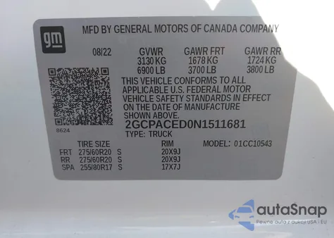 2022 Chevrolet Silverado 1500 2Wd Short Bed Lt из США, поврежденный, VIN 2GCPACED0N1511681